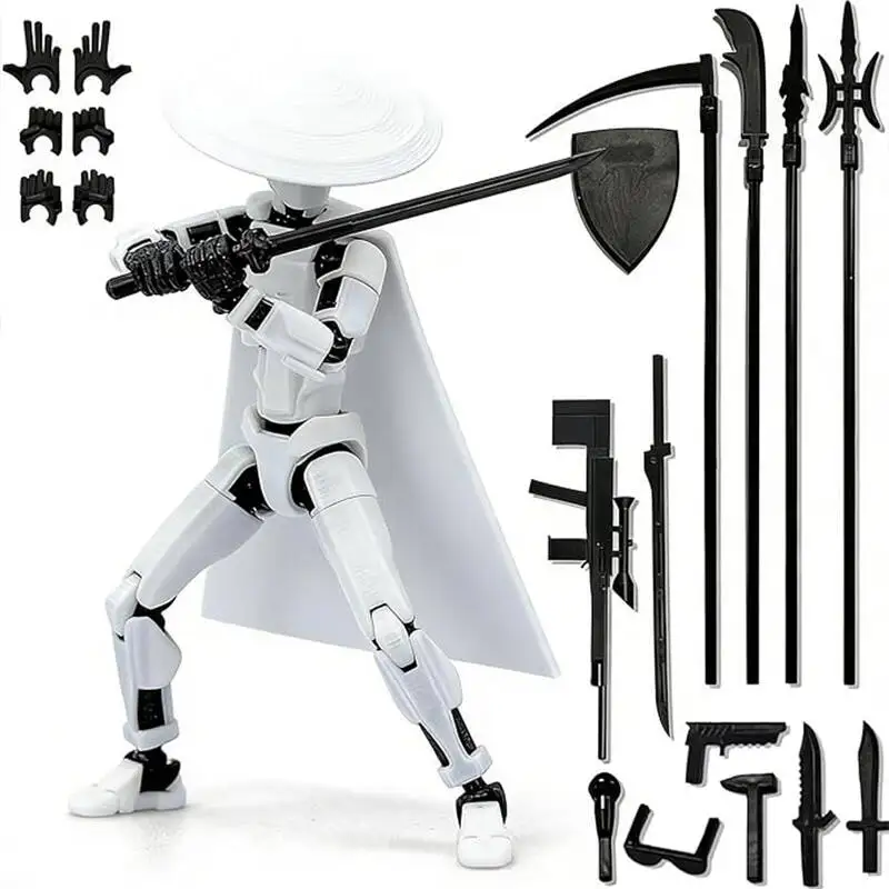 13 Action Figure Set 3D Printed Multi-Jointed Movable T13 Lucky13 Dummy Mobile Robot Desktop Decorations for Game Lovers Toy