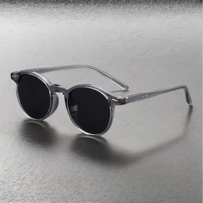 Retro-Oval-Sonnenbrille mit beigefarbenen Nieten. Ein ausgezeichnetes Geschenk für Thanksgiving, Neujahr und Weihnachten voller Spaß. – Detail 2