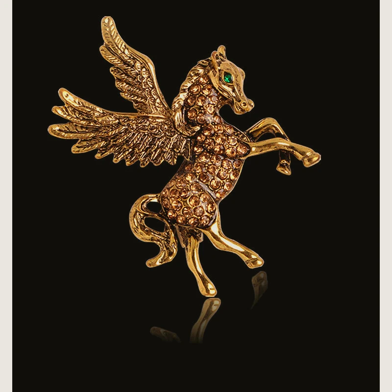 European and American New Sen Female Series with Rhinestone Pegasus Wing Brooch Men's Couples Clothing Animal Pin