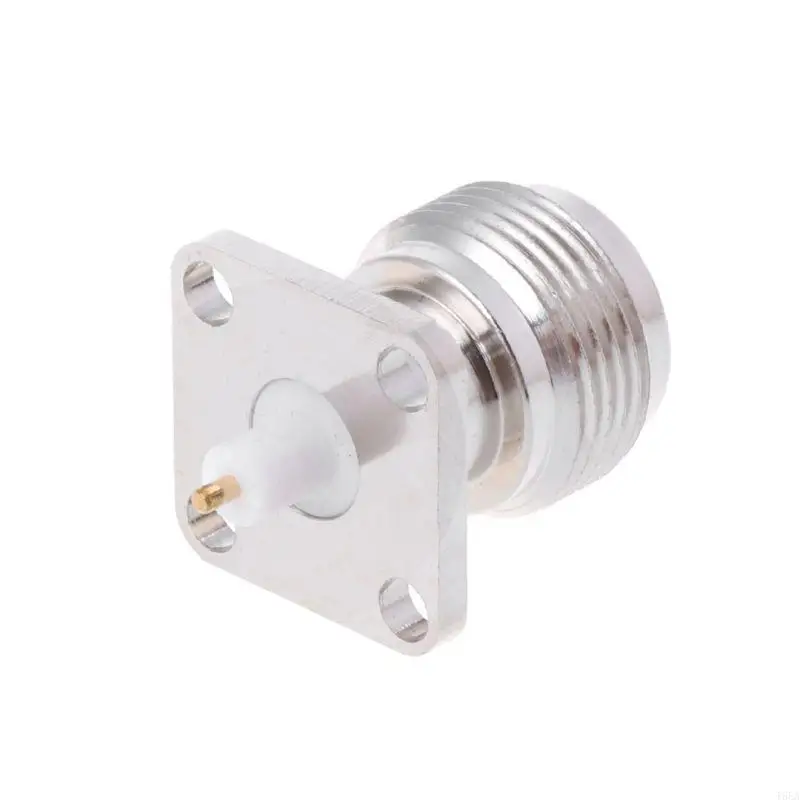 T5EA N-KFD-5 แจ็คตัวเมียแผงเมาท์ RF Coax Connector หน้าแปลนบัดกรี Nickelplated