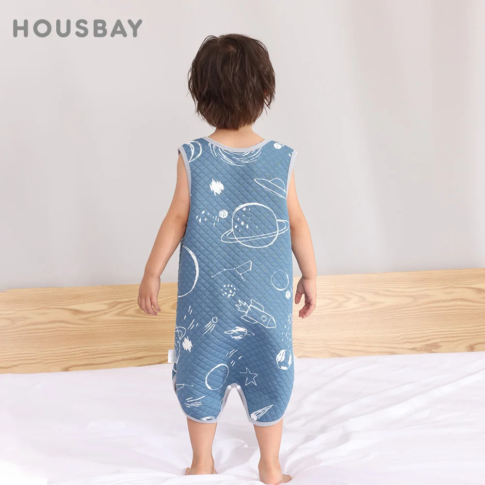 Kids Pajamas Thin Sleeveless One-Piece 1-3 Years Boys Girls Sleepwear Blanket 1Tog Rainbow Printed Children Jumpsuits