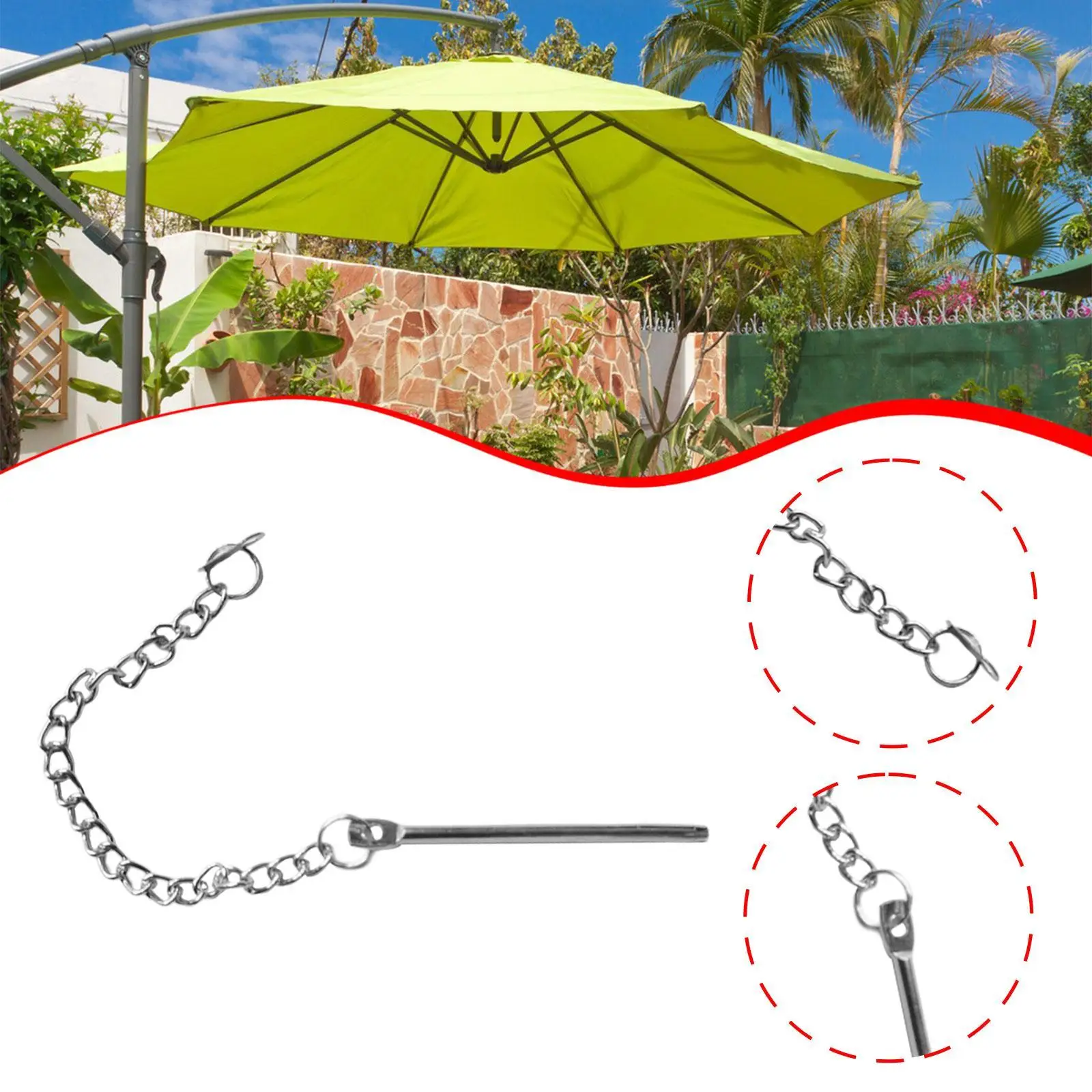 Patio Umbrella Pin Chain Multipurpose Replacement Wind Stabilizer Patio Umbrella Strap for Garden Camping Outside Yard Beach