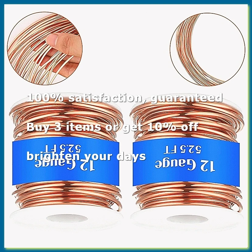 12 Gauge Soft Copper Wire 2 Rolls 52.49Ft Per Roll Solid Bare Bendable Wire for Electroculture Jewelry Making