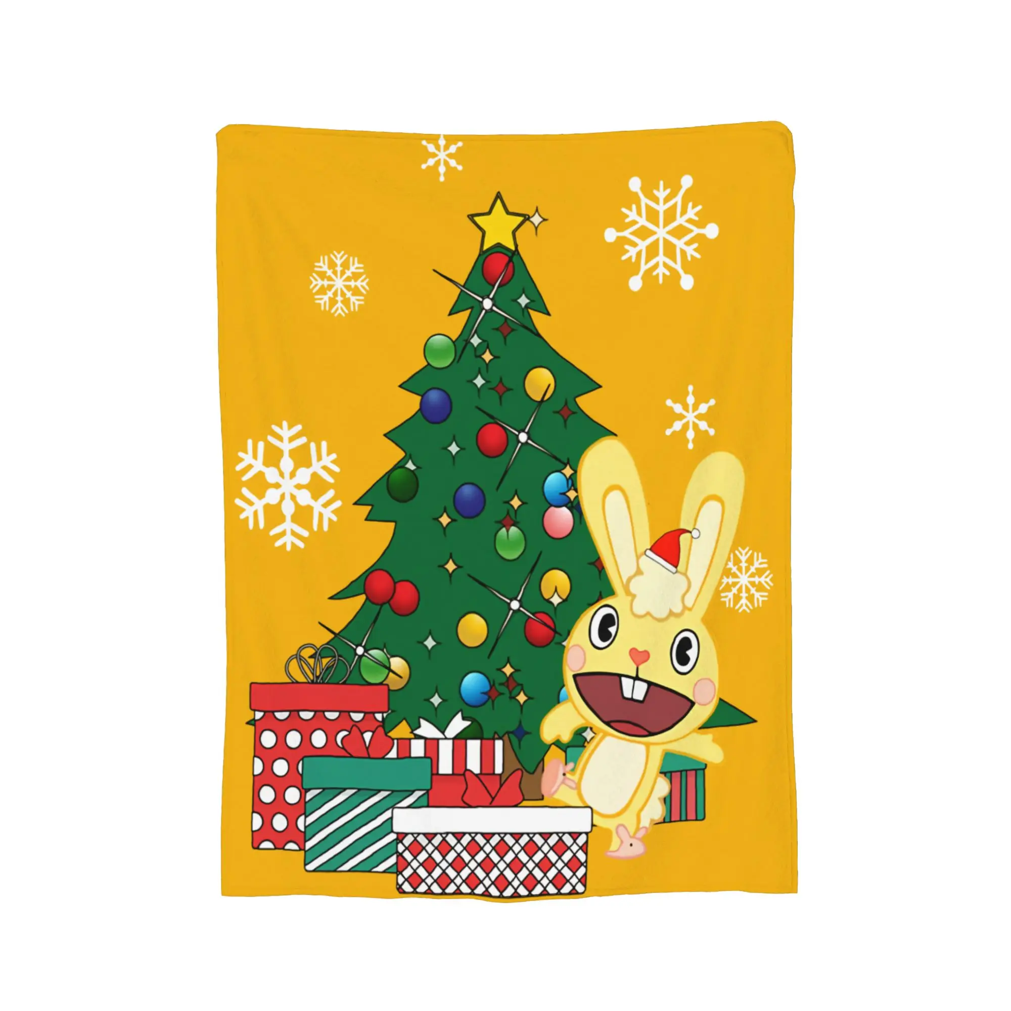 Cuddles Around The Christmas Tree Happy Tree Friends Blanket   Flannel Throw Blanket Bed Sofa Decoration Soft Warm Bedsprea