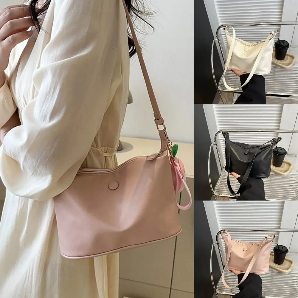 PU Leather Shoulder Bag Leisure with Pendant Large Capacity Underarm Bag Crossbody Bag Women Girls