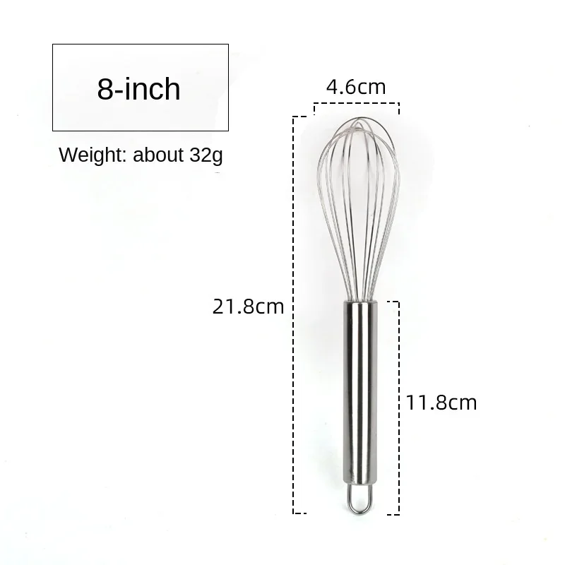 6/8/Zoll Edelstahl Ei Rühr ballon Schneebesen manuelle Eier schläger Mixer Küche Back utensilien Sahne Butter Schneebesen – Detail 9