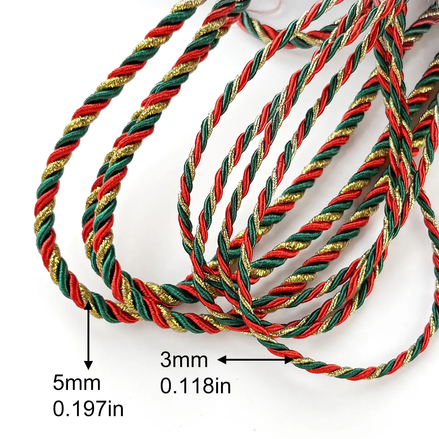 10/25 Yards Dreisträngiges Seil Weihnachtsdekoration Seil Geschenkverpackungsseil Handgemacht DIY Dreifarbiges rundes Seil Partydekoration – Detail 1