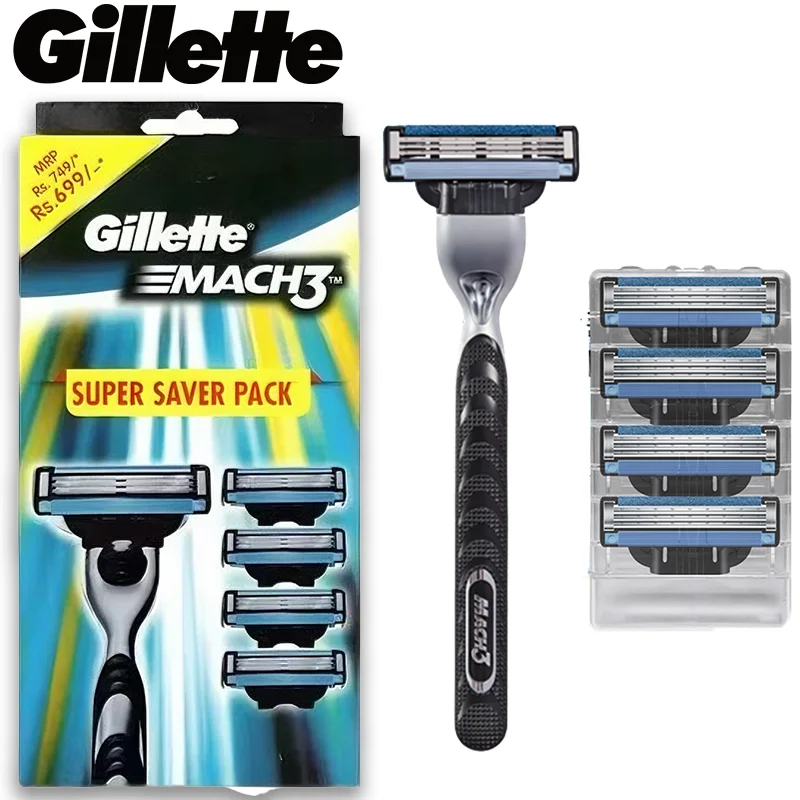 

Бритва Gillette Mach3 для мужчин, 1 бритва Gillette с 3 лезвиями для мужского ухода, 5 сменных лезвий, смазывающая полоска