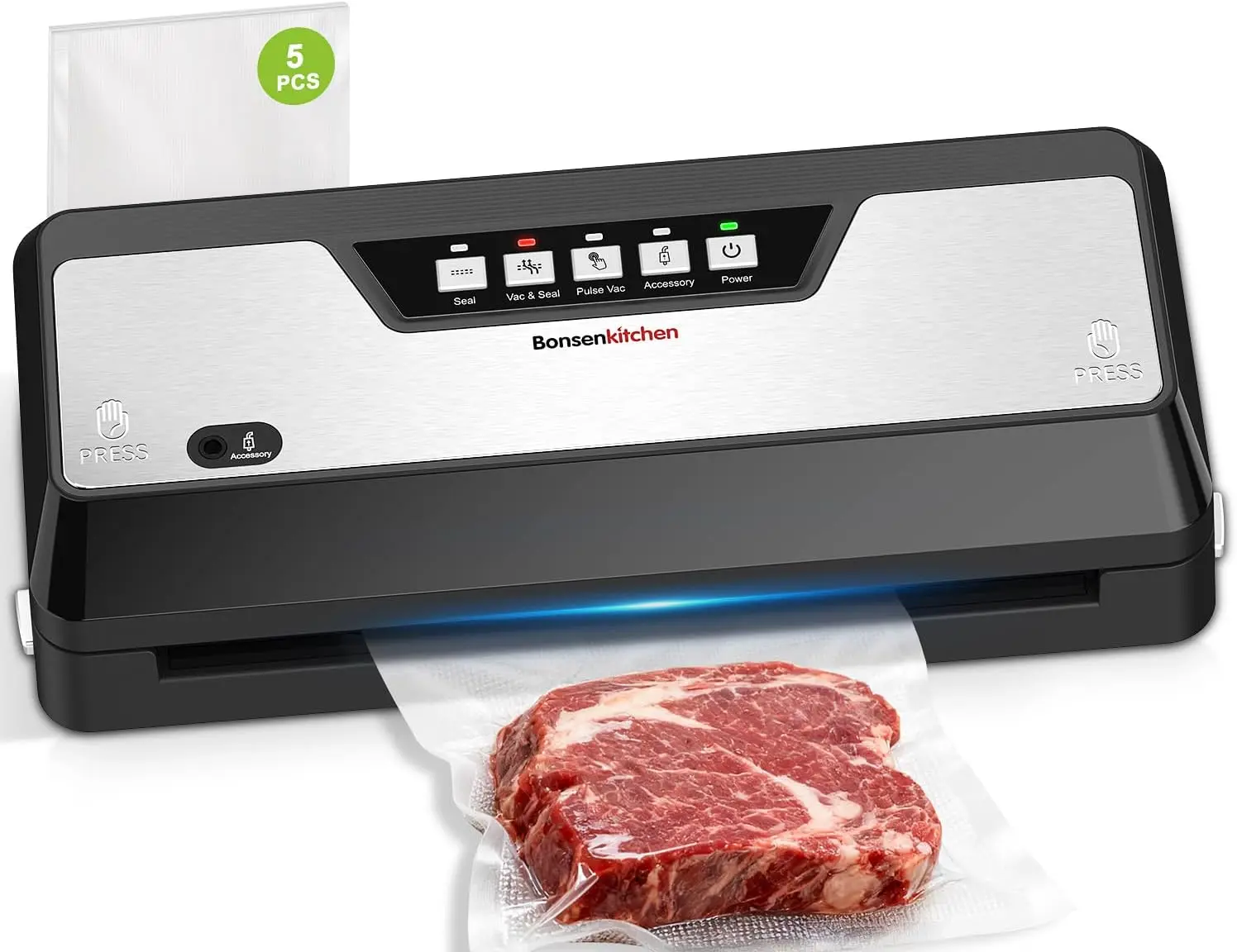 

Vacuum Sealer Machine, Built-in Cutter | Bag Storage, Multifunctional Food Sealer for Sous Vide & Meal Prep, 1 Roll Bag