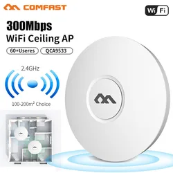 COMFAST-Extensor De Ponto De Acesso WiFi, Roteador Sem Fio Interior, 300Mbps, Teto AP, Ponto De Acesso, 6dbi Antena, 48V Poe, Amplificador De Sinal Wi Fi