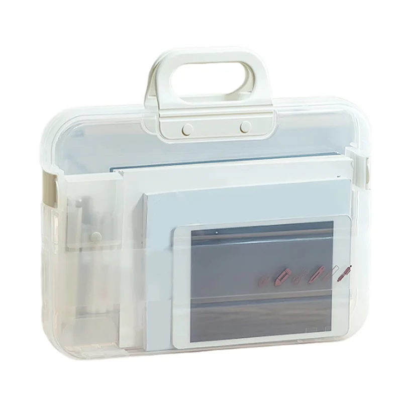 

A4 Plastic File Folder With Lock Handle Portable Box File Waterproof Filing Supplies Multi-Purpose Document Bag