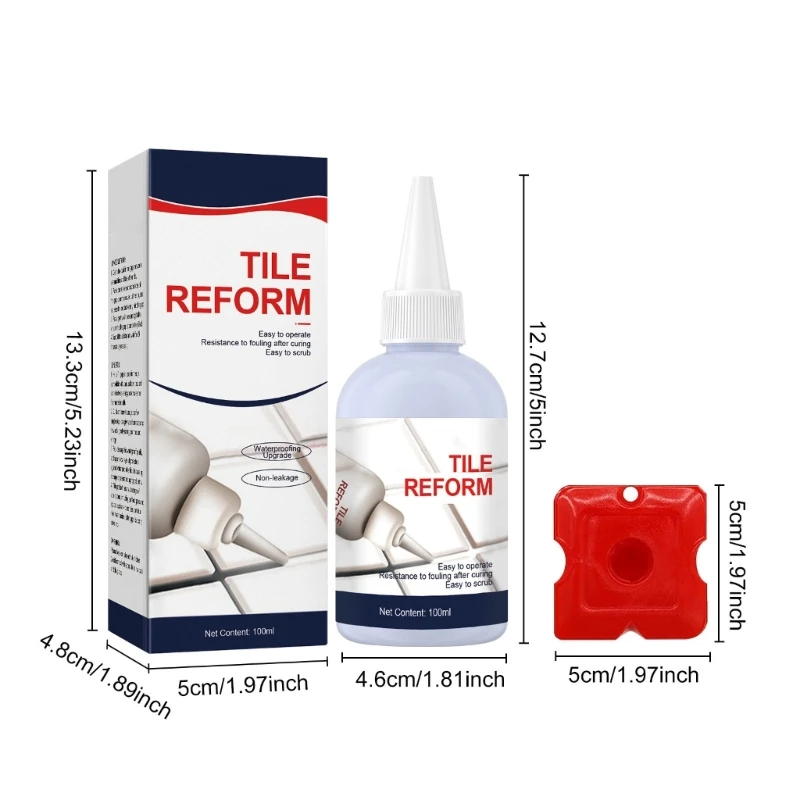 Q1JB Fliesenfugen-Fixierer, wasserfester Klebstoff, hohe Temperaturbeständigkeit, repariert Risse in Badezimmern, Küchen,