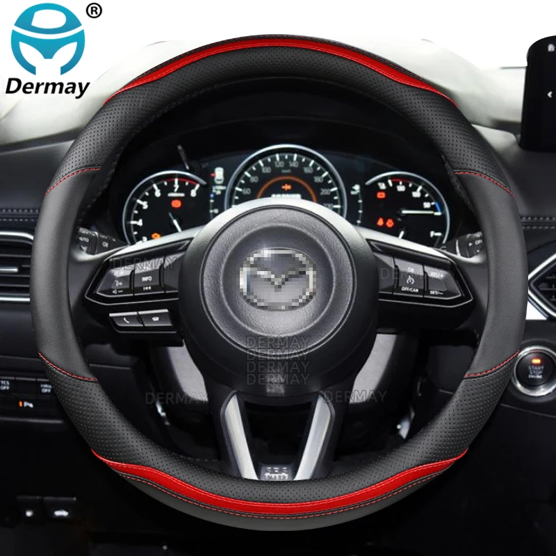 for Mazda CX5 CX4 CX3 CX7 CX30 CX-50 CX-60 CX-70 CX90 Car Steering Wheel Cover Carbon Fibre PU Leather 5 Colors Auto Accessories