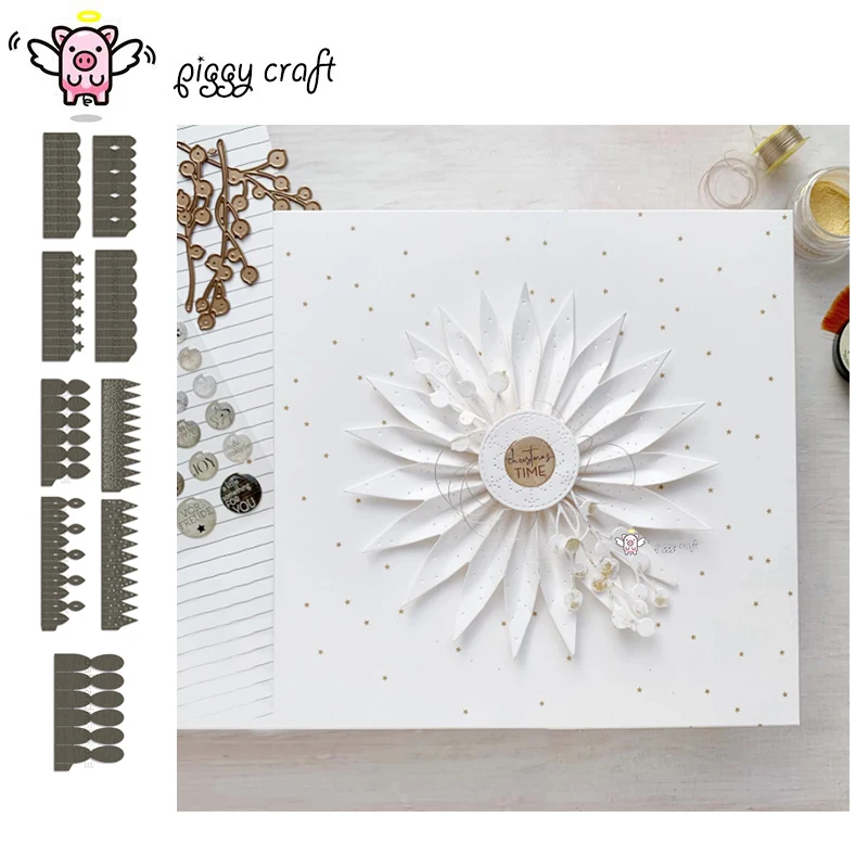 Piggy Craft metalowe matryce do wycinania matryce 2023 New Folding Flower Border Scrapbook papier rzemieślniczy nóż forma ostrze dziurkacz szablon