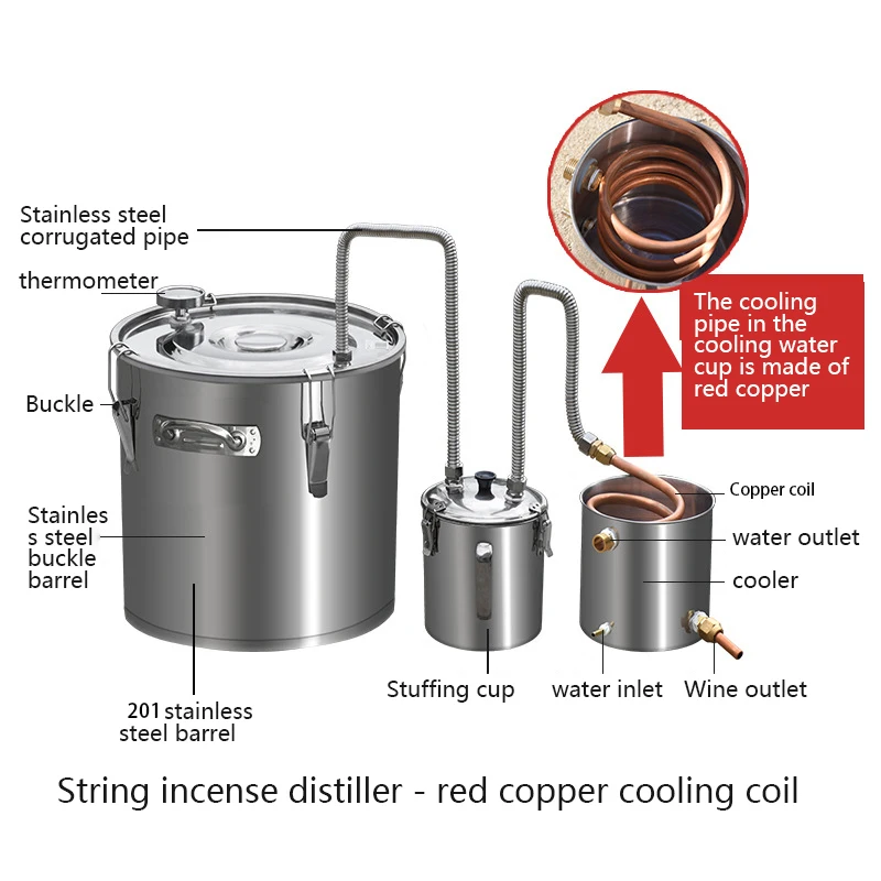 33L Household Small Alcohol Distiller Distilled Water Machine With String Steam Can Produce Different Taste Of Gin