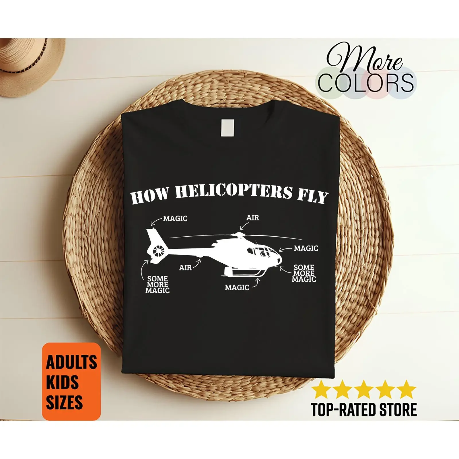 How Helicopters Fly T Shirt Funny Aviation Physics Pilot Engineer Science Humor Rotor Aircraft Apparel vintage Washed Slightly