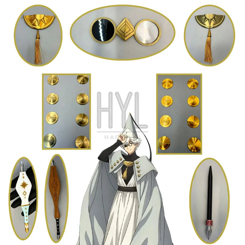 Anime Witch Hat Atelier Qifrey Cosplay Props Glasses Chest Decoration Button Wand For Women Accessories Halloween Costume Party