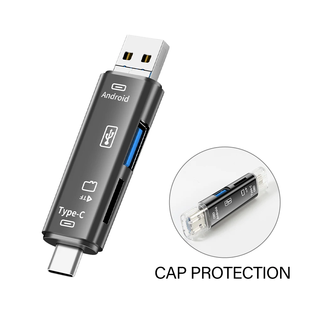 Type C & Micro USB & USB 5 in 1 USB 3.0 High-speed Universal OTG TF Card Reader for Android Phone Computer Extension Headers