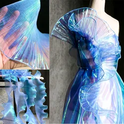 Fabric Lace 1 Yard Pleated Ribbon Gradient Iridescent Shiny Colorful Chiffon to Handmade Derss Clothing Mermaid Theme Home Decor