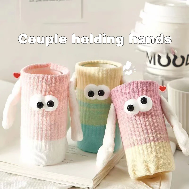 New Thin Socks Couple Holding Hands Sock Middle Tube Socks Can Hold Hands Holding Hands Socks Gradient Color