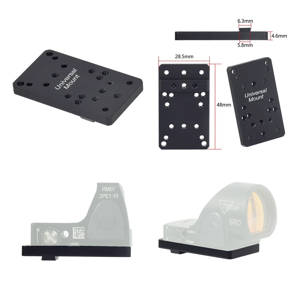 Base de placa de montaje de Mira Trasera Universal Glock para Trijicon RMR SRO Red Dot Sight Glock 17 18 19, accesorios de pistola de montaje de Mira