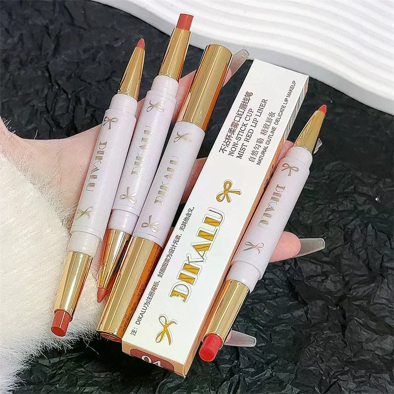 DIKALU Matte Lip Liner Pen Waterdichte Contouring Lipstick Double-ended Blijvende non-stick Cup Gladde Fluwelen Lip Make-up Cosmetische