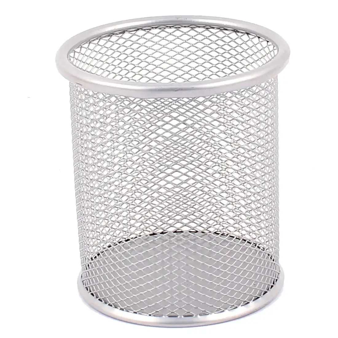 

Office Metal Cylinder Shape Mesh Pen Pencil Holder Storage Organizer Gray