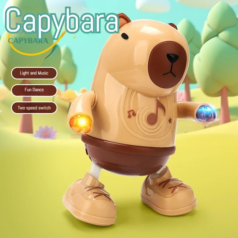 Elektrisches Capybara-Tanzspielzeug mit Musik und Beleuchtung, schwingende Hände, singende, langlebige, interaktive Tierfigur für Kinder