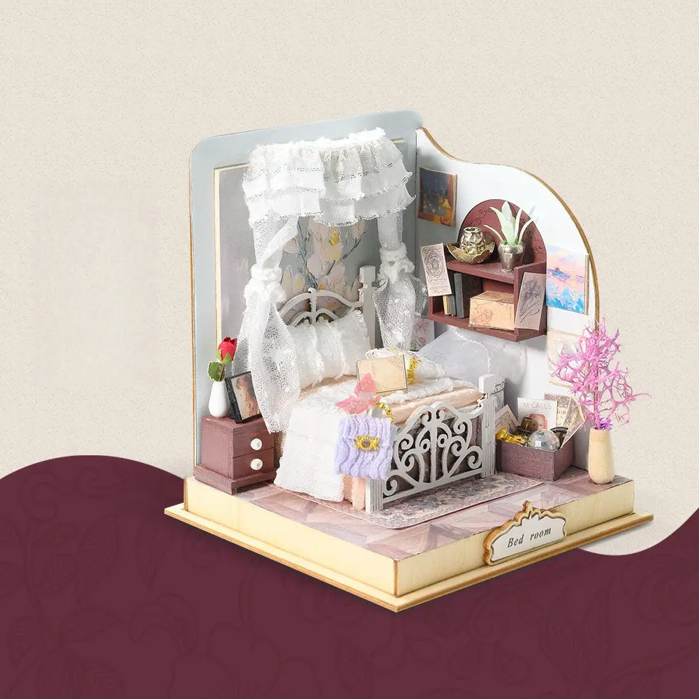 2-in-1 DIY 3D 북엔드 모델 키트 - 미니멀리스트 정원 & 우아한 침실 미니어처 하우스 수제 창의적 선물 생일용