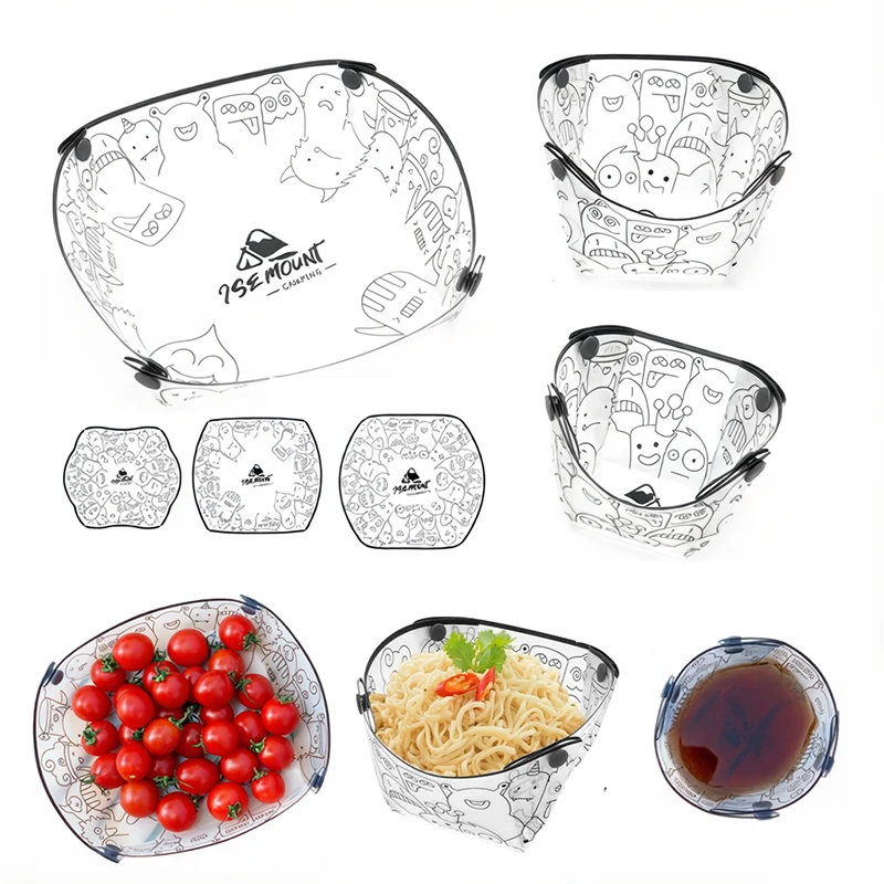 

Collapsible Bowl Plate Cup Set Portable Lightweight Food Grade Camping Tableware Multi-purpose Outdoor Travel Mess Kit