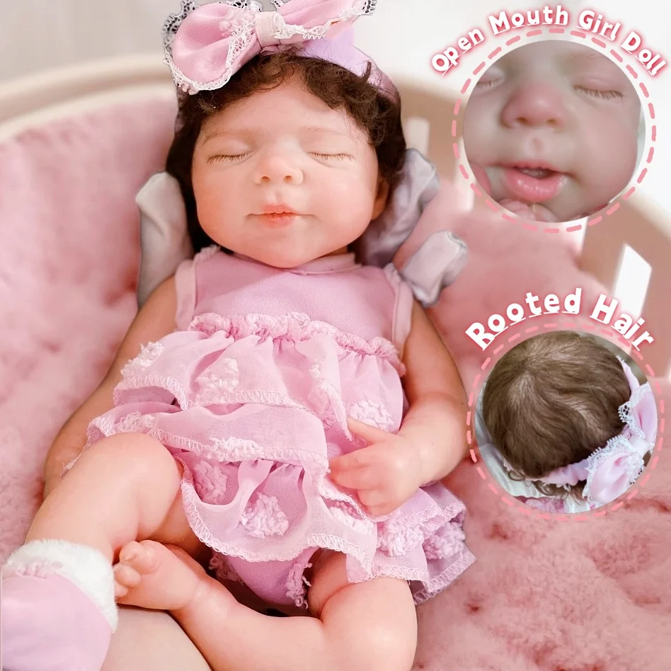 

2 Sets Clothes /33cm Close Eyes Pascale Solid Silicone Bebe Reborn Girl Doll With Open Mouth & Painted Skin Newborn Girl Doll