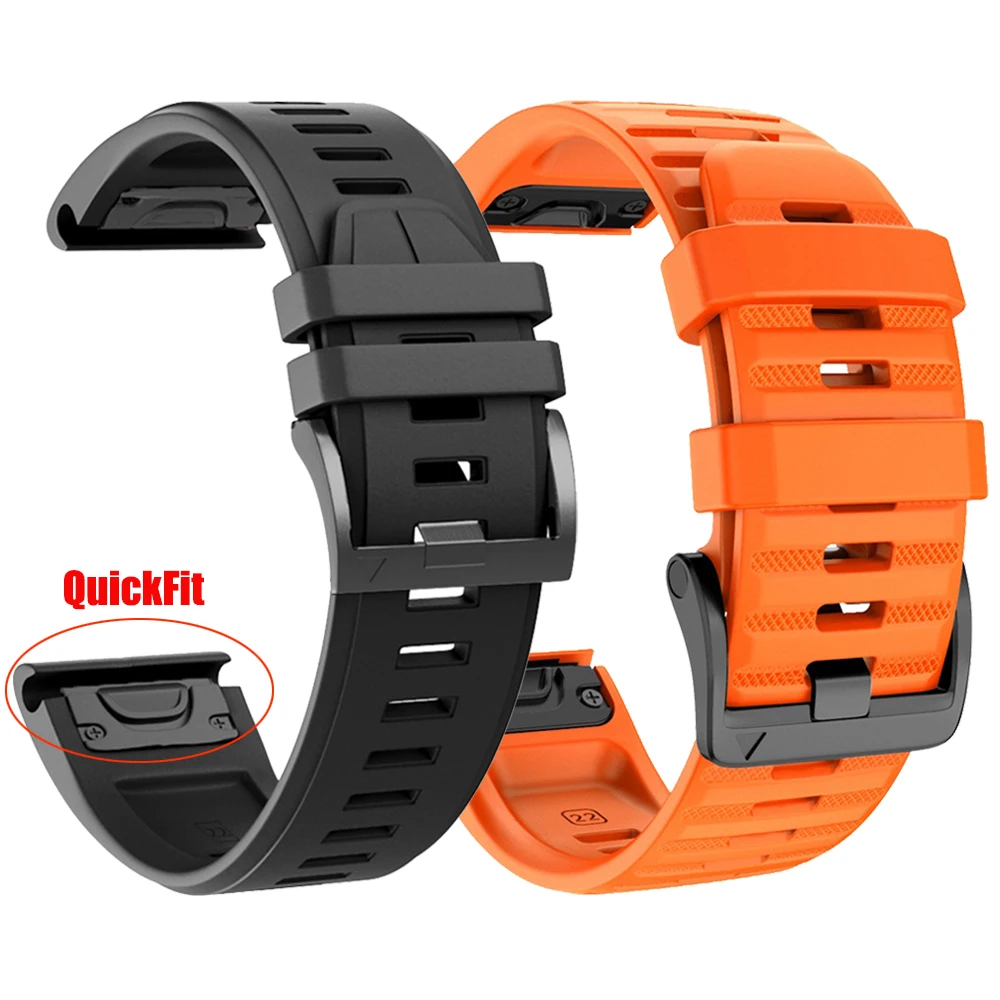 Силиконовый ремешок QuickFit 22 мм 26 мм для Garmin Enduro 3/Fenix 8 E 7X 7 Pro Solar/6X/Epix/Forerunner 965/Instinct 2X, официальные ремешки
