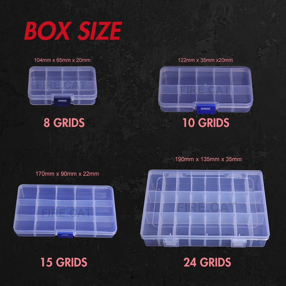 8/10/15/24 Grid Multifunctional Nuts Bolts Screws Washers Tools Case Storage Container Box Transparent Plastic Adjustable Holder