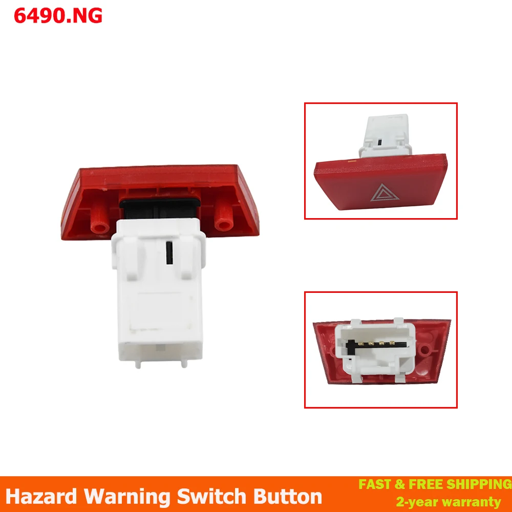 Warning Hazard Light Emergency Button Switch 6490.NG For Peugeot 107 Citroen C1 Toyota Aygo MK1 Warning Emergency Lamp Switch