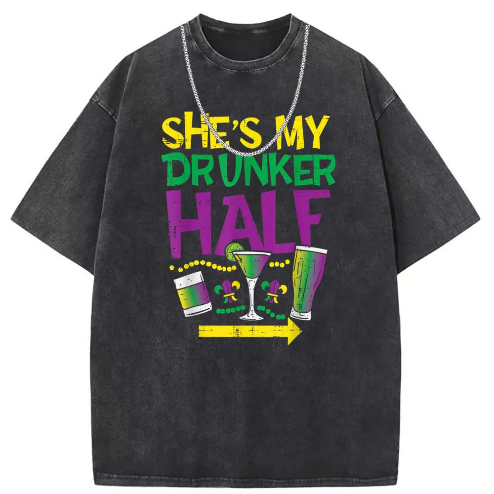 Shes My Drunker Half Matching Summer Tshirts Men Long Sleeve Tee Shirts Father's Day Gifts Sweatshirts Casual Clothing Hot Sale