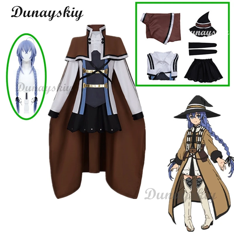 

Mushoku Roxy M. Greyrat Cosplay Costume Wig Anime Tensei Roxy Migurdia Uniform Hat Cloak Socks Halloween Party Girls Women