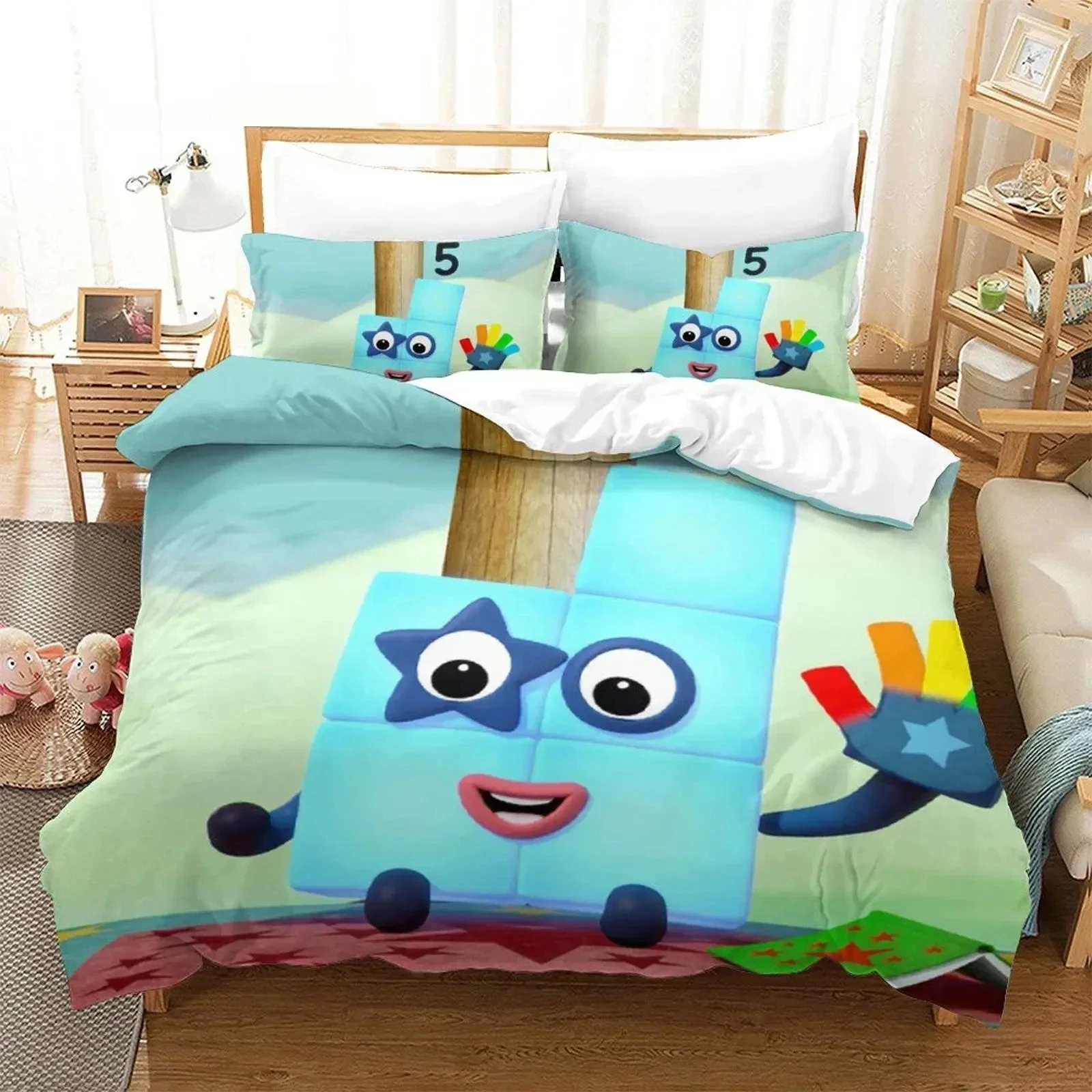 Cartoon Number-Blocks Bedding Set Duvet Cover Bed Set Quilt Cover Pillowcase Comforter king Queen Size Boys Adult