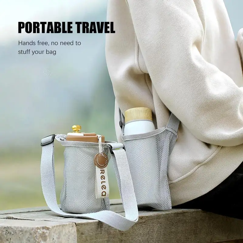 Water Cup Holders Insulated Cup Cover Water Cup Carrier Bag Water Bottle Sling Bag Beach Bottle Bag With Shoulder Strap Reusable