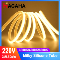 220V COB LED Switch Dimmer Neon Strip Light Power Kit Dimmable 3000K 4000K 6000K 5m 10m 30m 0.5m 288LED Flexible Tape Waterproof