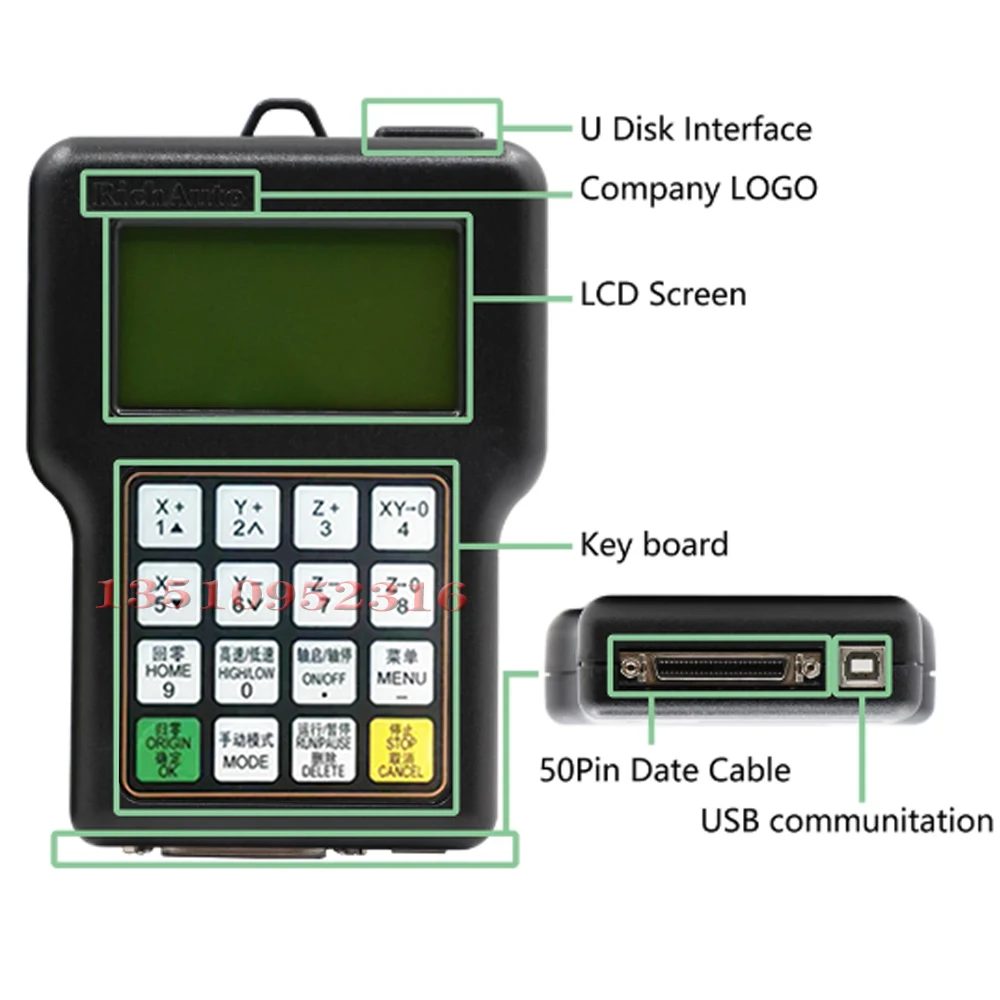 Cnc Dsp 3-osiowy 4-osiowy kontroler Oryginalny Richauto A11e A18e Wersja angielska Uchwyt USB Router Cnc System sterowania grawerowaniem