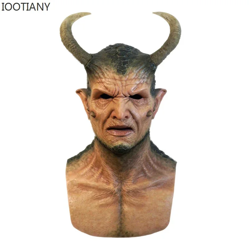 تأثيري Belial شيطان قناع IKARI قناع الشيطان مع قرون الشيطان اللاتكس تأثيري حلي الدعائم أقنعة هالوين فستان بتصميم حالم جديد