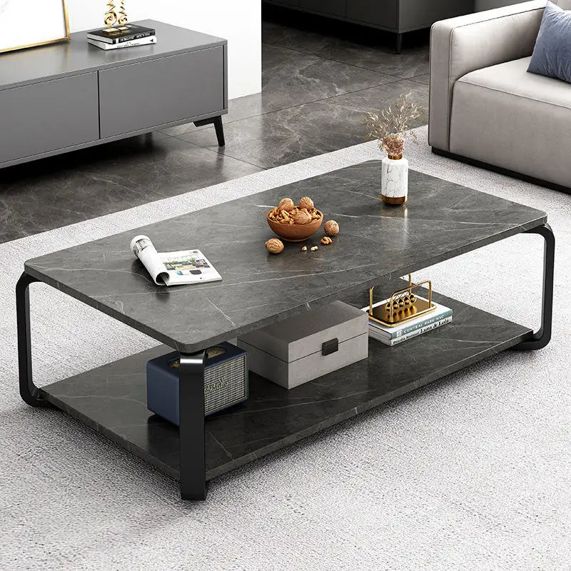 

Luxury marble coffee table modern solid wood coffee table iron leg furniture suitable for small apartment living room hotel