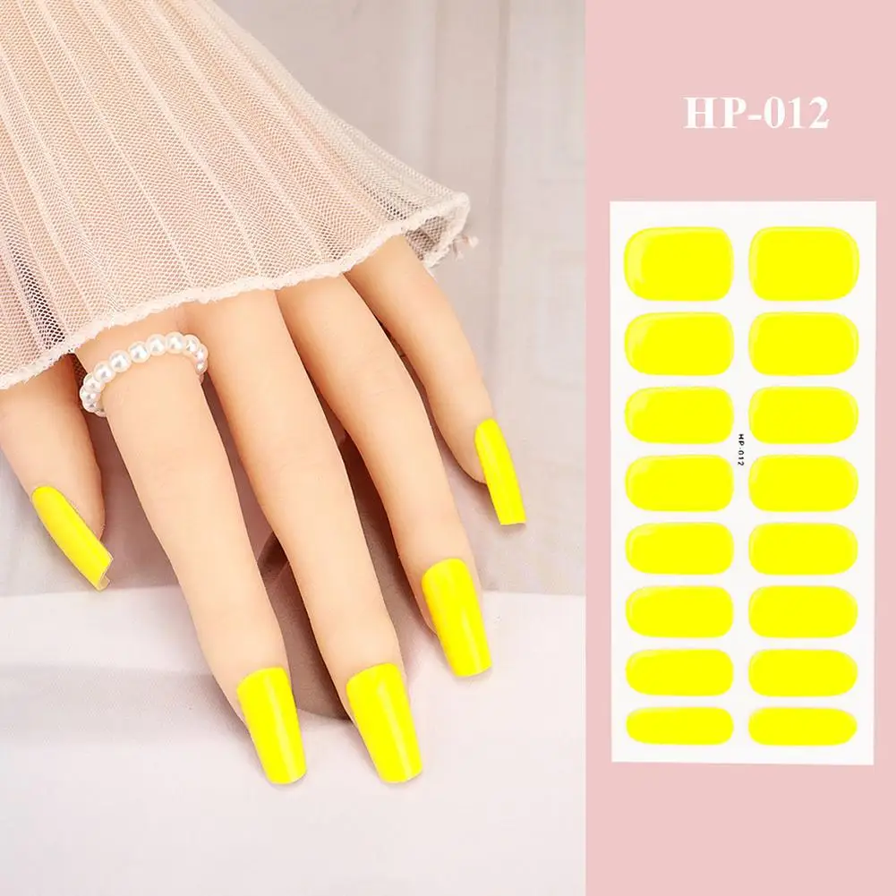 16Tips French White Edge Semi-Cured Gel Nail Wrap Fashion Color Long Lasting Full Cover Waterproof Nail Gel Sticker Wraps Manicu