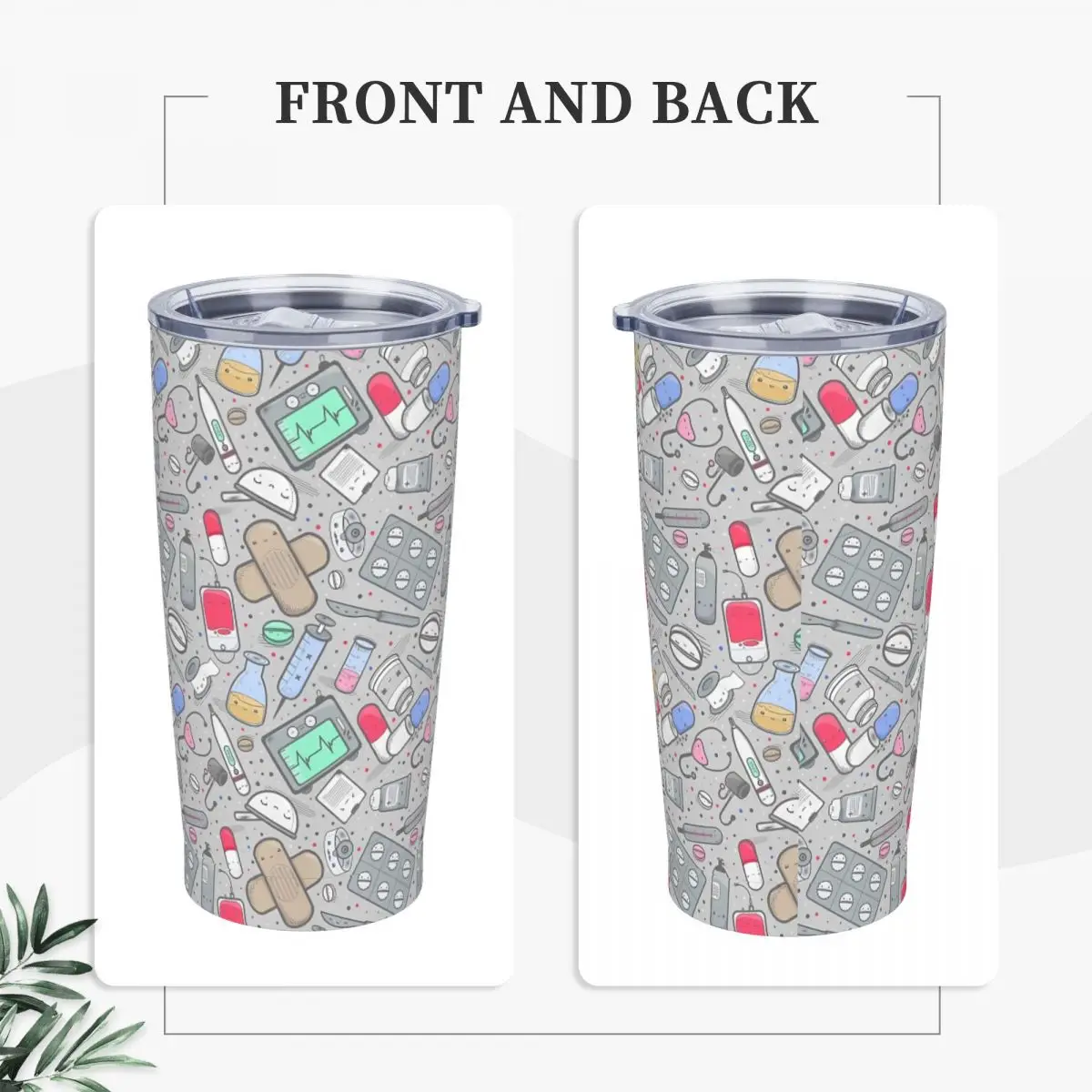 Doctor And Nurse Tumbler Medical Treatment Pills Cold and Hot Water Bottle Stainless Steel Coffee Mug Custom Camping Car Mugs