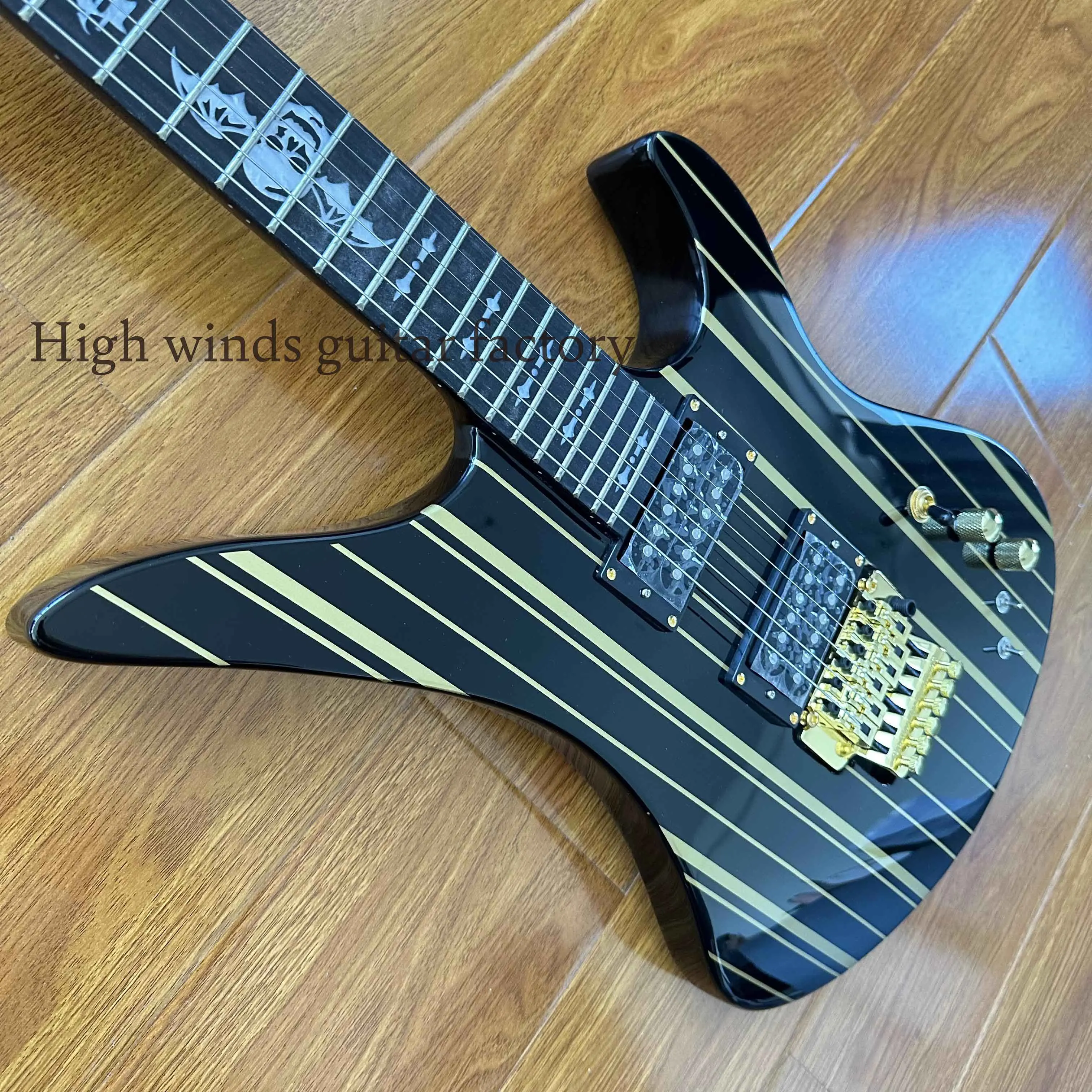 Synyster Gates 6 string yellow stripe electric guitar gold hard battle Fr Bridge