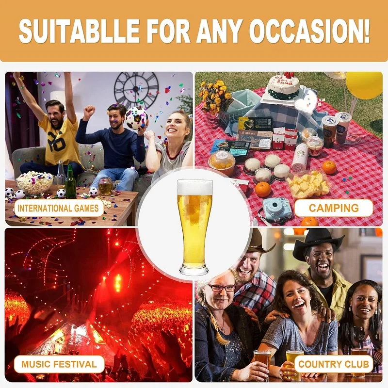 MICHELY 2/4PCS Set Unbreakable Tall Plastic Transparent Beer Cup Tritan Plastic Wheat Beer Cup Suitable For Party Football Party