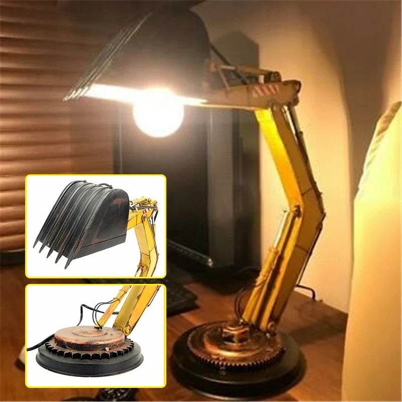 Desk Lamp Vintage Iron Excavator Model LED Night Stand Lamp Bedside Bedroom Table Decor Retro Table Light YN17