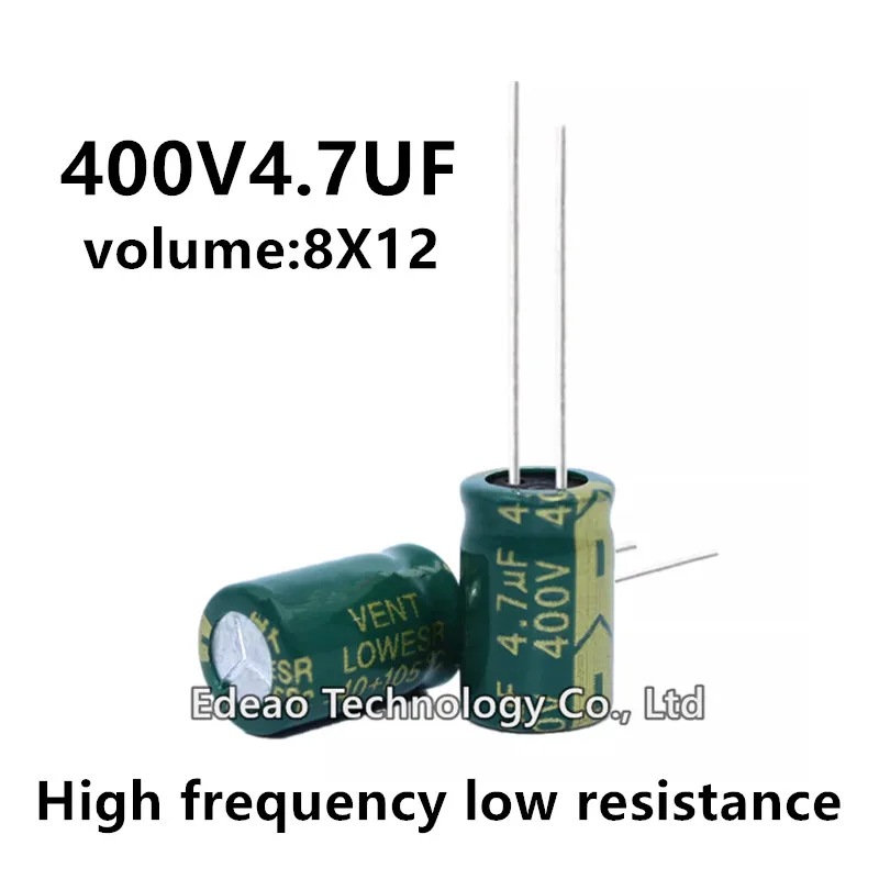 20pcs/lot 400V 4.7UF 400V4.7UF 4.7UF400V volume: 8x12 8*12 mm High frequency low resistance aluminum electrolytic capacitor