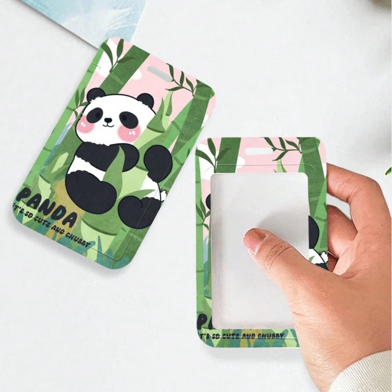 Cartoon Panda Badge Child Bus Card Cover Case Card Holder Bags Business Credit Card Holders Bank ID Holders Keychain