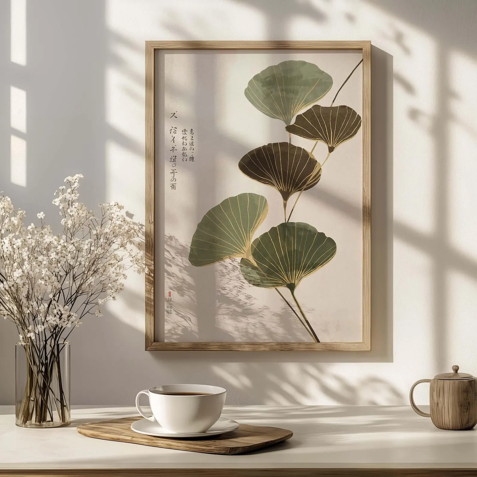 Japandi Neutral Lotus Leaf 캔버스 - Home Office Japandi 리뷰 및 가격
